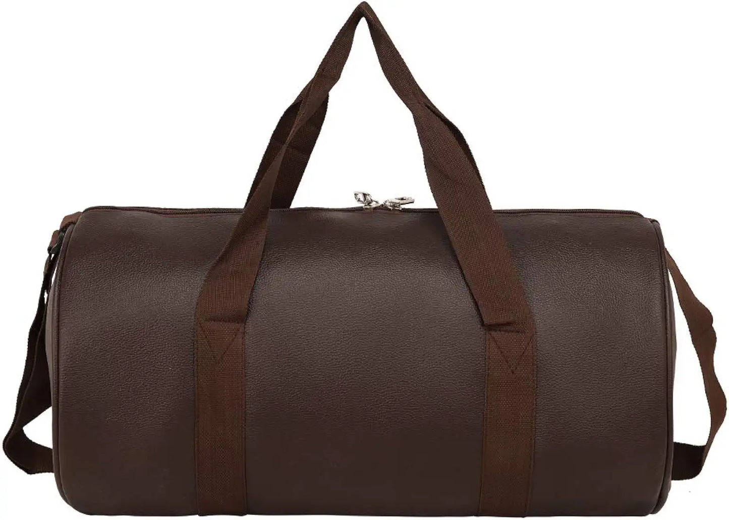 Leather World Vegan Leather 24 Cms Duffle/Shoulder/Gym Bag for Men & Women Brown Travel Friendly Bag Gifts for Men