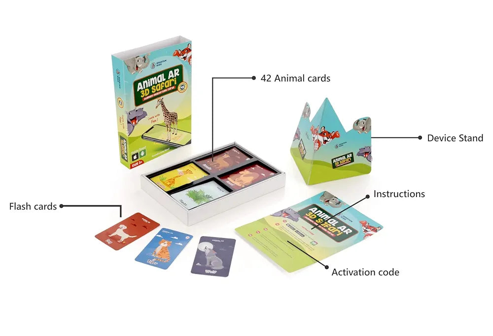 Spartan Kids 42 Animal Flash Cards | Augmented Reality Based Flash Cards for Kids