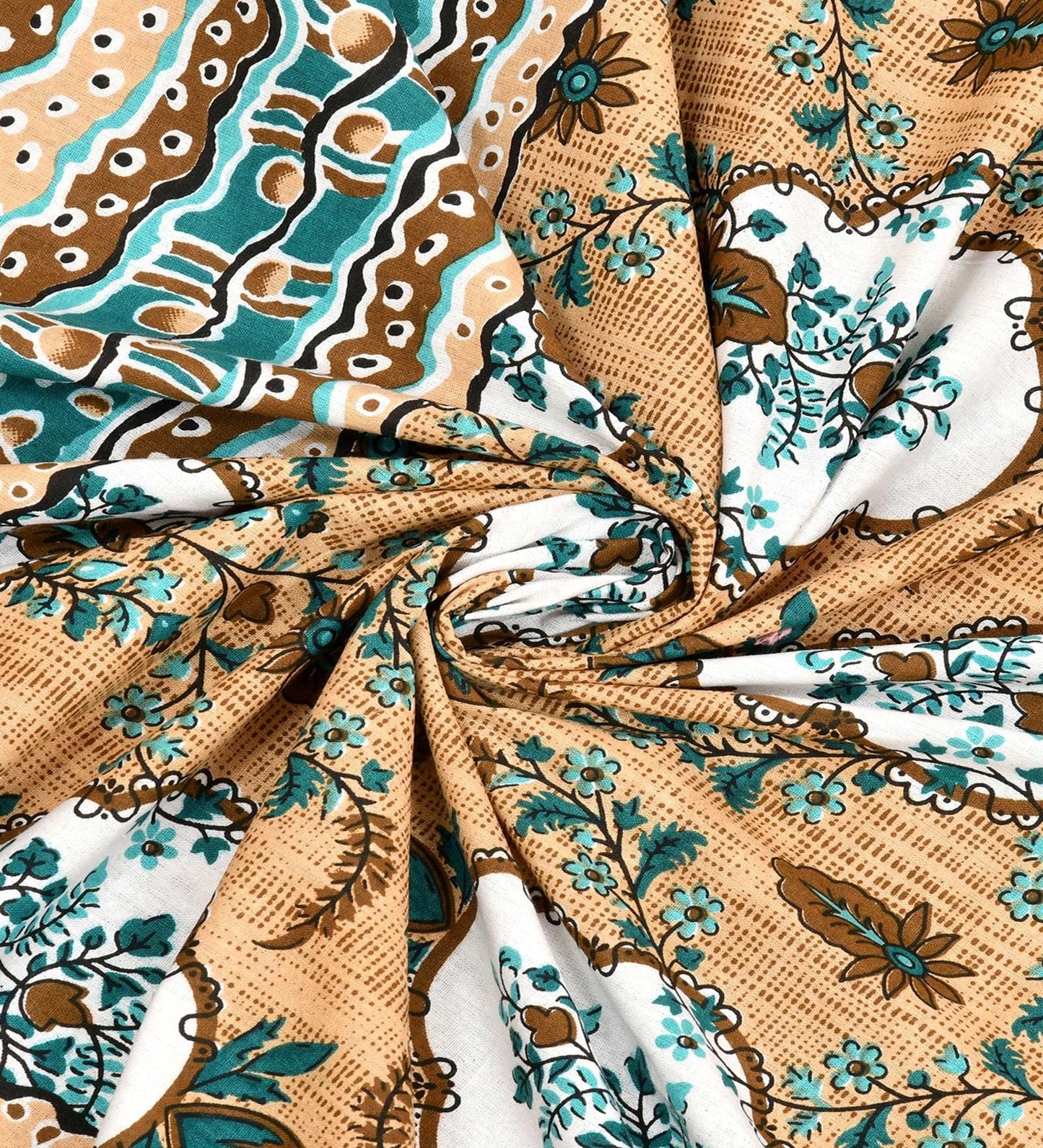 100% Pure Cotton Traditional Printed Bedsheet for Double Bed King Size Bedsheet with 2 Pillow Covers