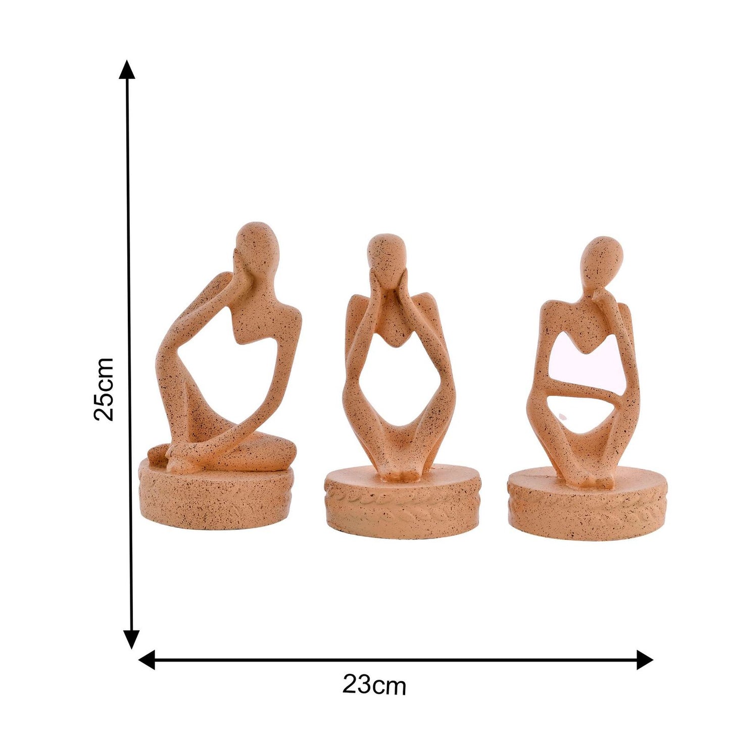 Set of 3 Brown Polyresin Minimalist showpiece