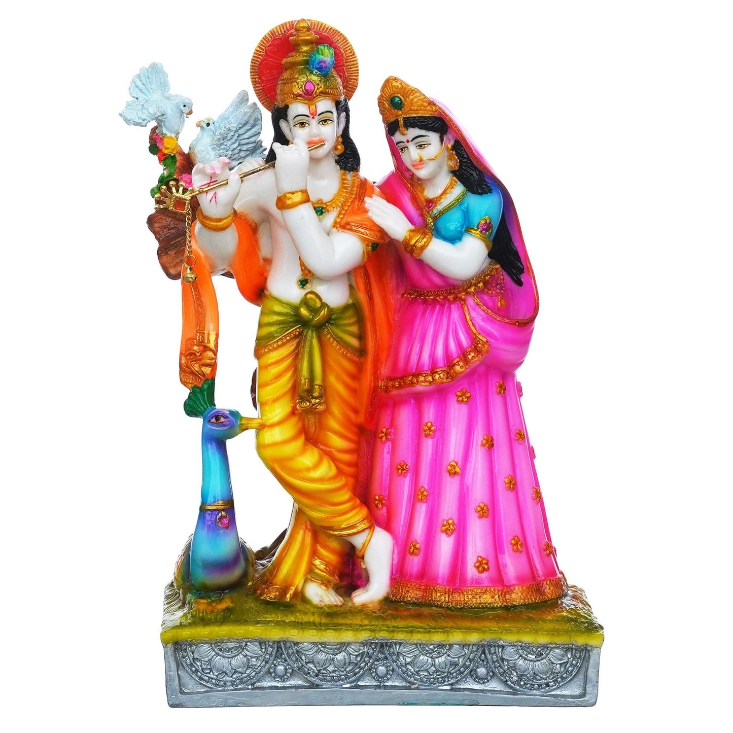 Statue of Hindu Deity Krishna and Radha (12 inches)