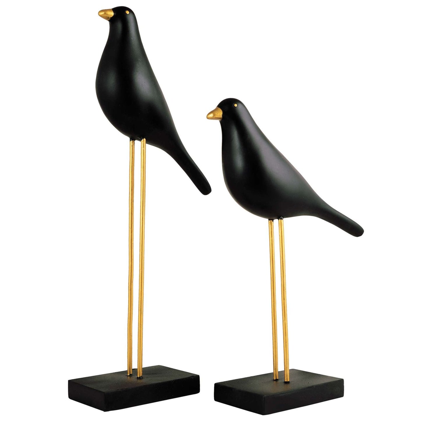 Sparrow Bird Home Decor showpiece on Iron Stand (Black Golden)