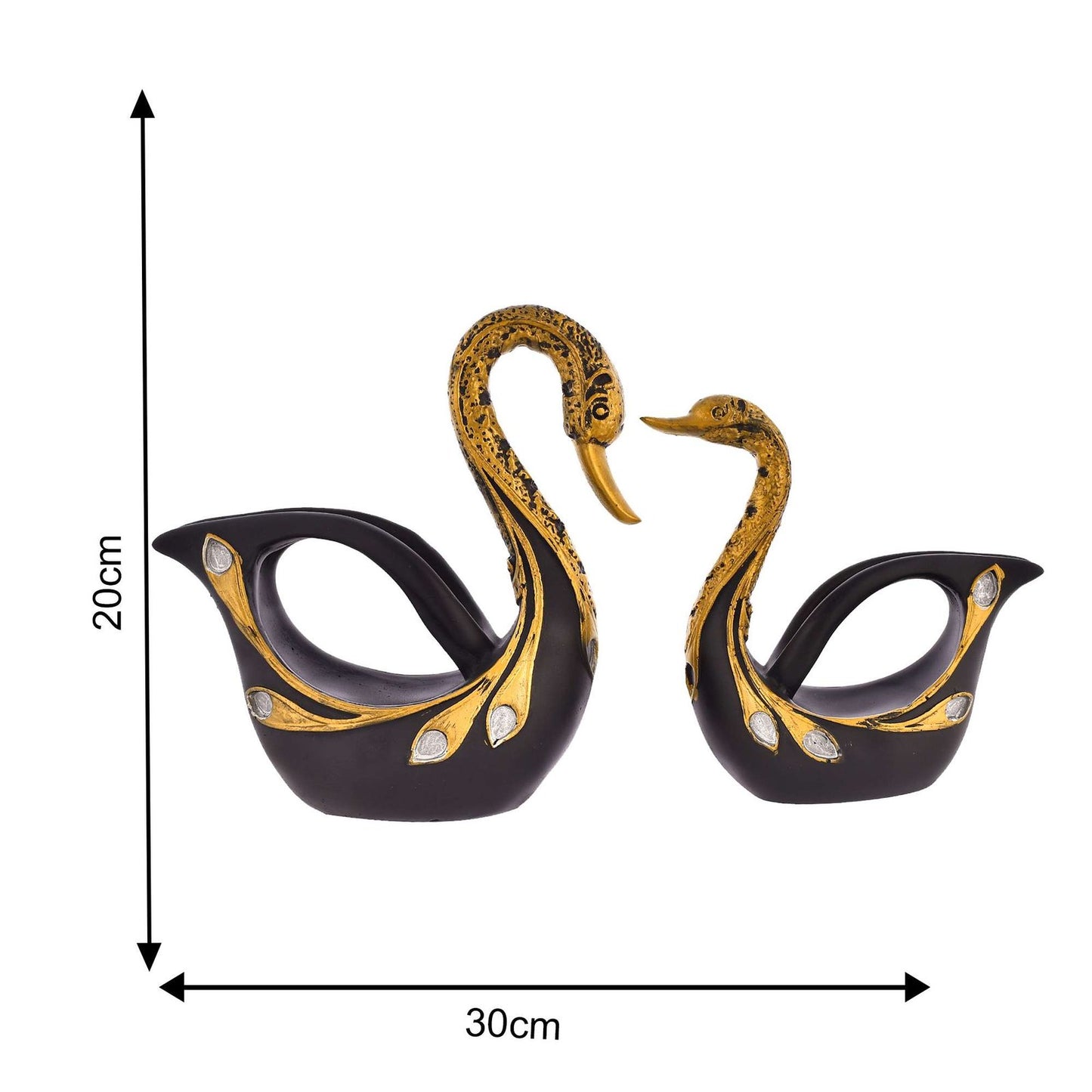 Swan Pair Feather Design Sculpture