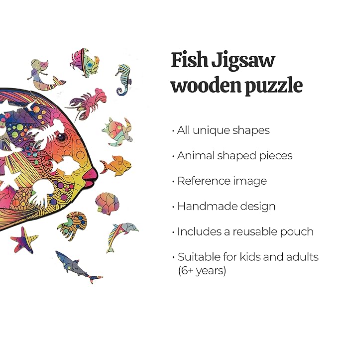 91 Knots Fish Theme 84 Pieces Wooden Puzzle Games for Kids | Animal Puzzles for Kids | Wooden Puzzle for Kids 6+ | Board Games for Kids