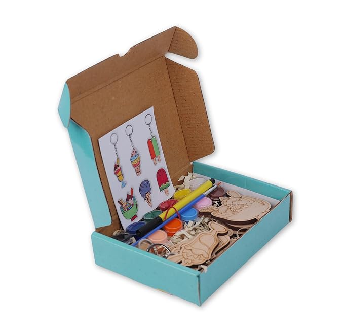 Hobby India Ice-cream Theme Keychains & Fridge Magnets Painting Kit's for 3+ Age Kid's | Best Art &m Craft Kits