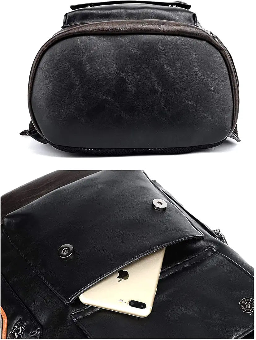 FUR JADEN Vegan Leather Anti Theft Casual Laptop Backpack with 15.6 Inch Laptop Pocket