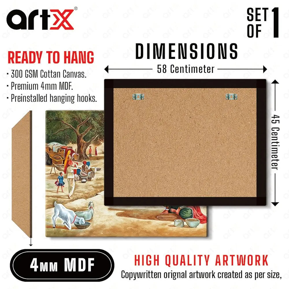 ArtX Paper Indian Village Scene AXDMD-0101-VIL Nature Wall Art Painting