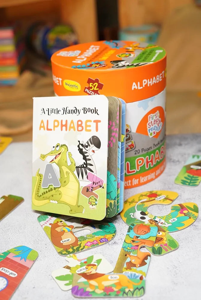 The Book Tree Alphabet Puzzle Box for Kids I Educational Toy for Kids Age 2+ I 52 Jigsaw Puzzle Pieces and 1 Story Book for Early Learning I A for Children by Majestic Book Club