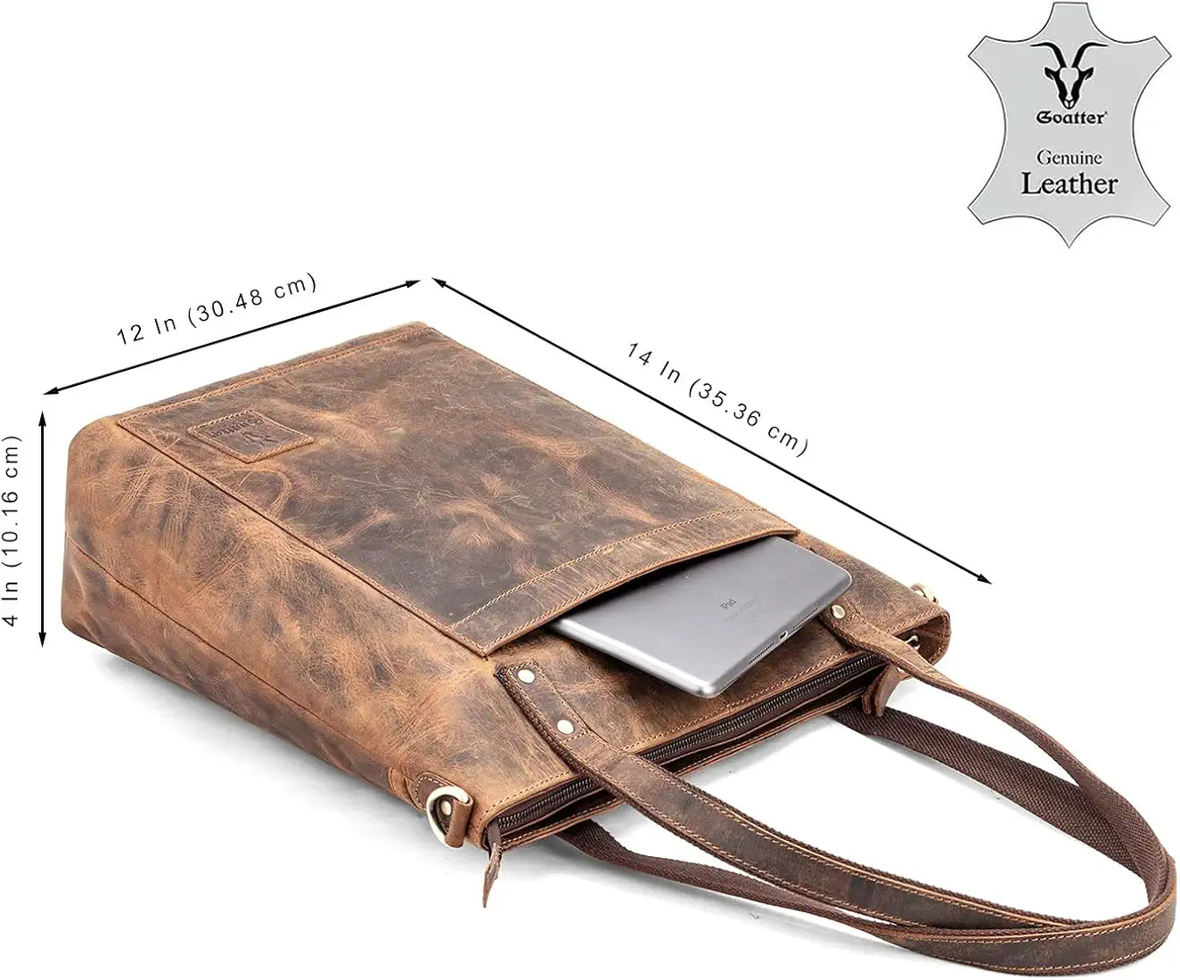 Goatter Genuine Leather Tote Bag For Women,