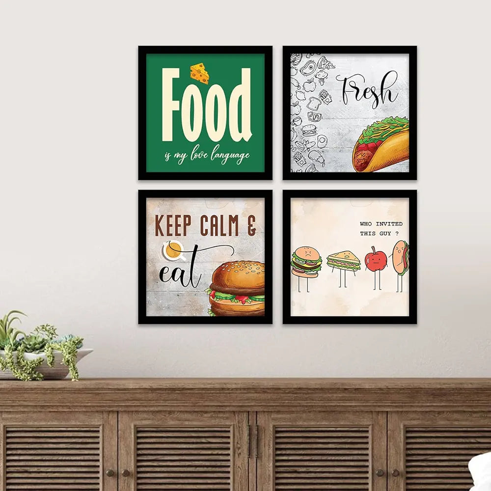 Kotart Paper Photo Frames For Kitchen And Restaurant Food Quotes Set Of 4 Design-21 F