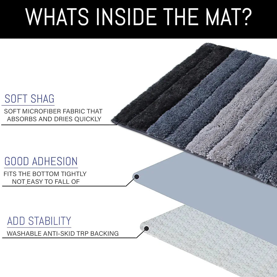 Luxe Home International Microfiber Rectangular Bath mat Soft Anti Slip Skid Luxury Mats 40X60 Cm Colour Shadow