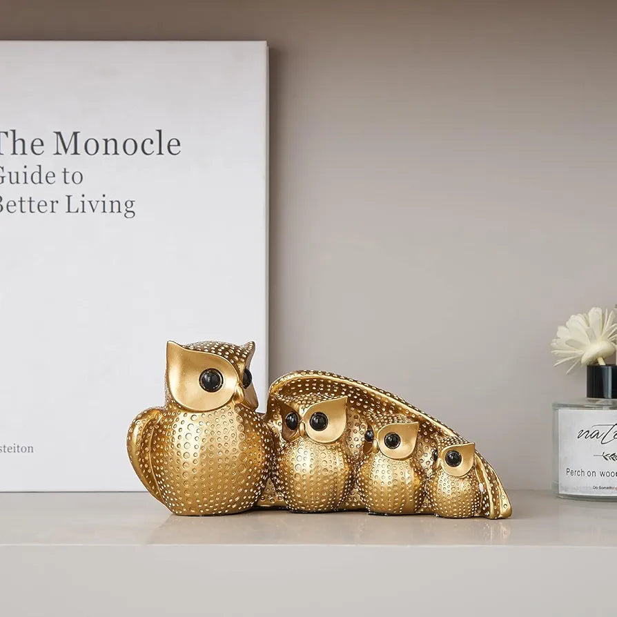 Xtore Golden Owl Family for Home Decor