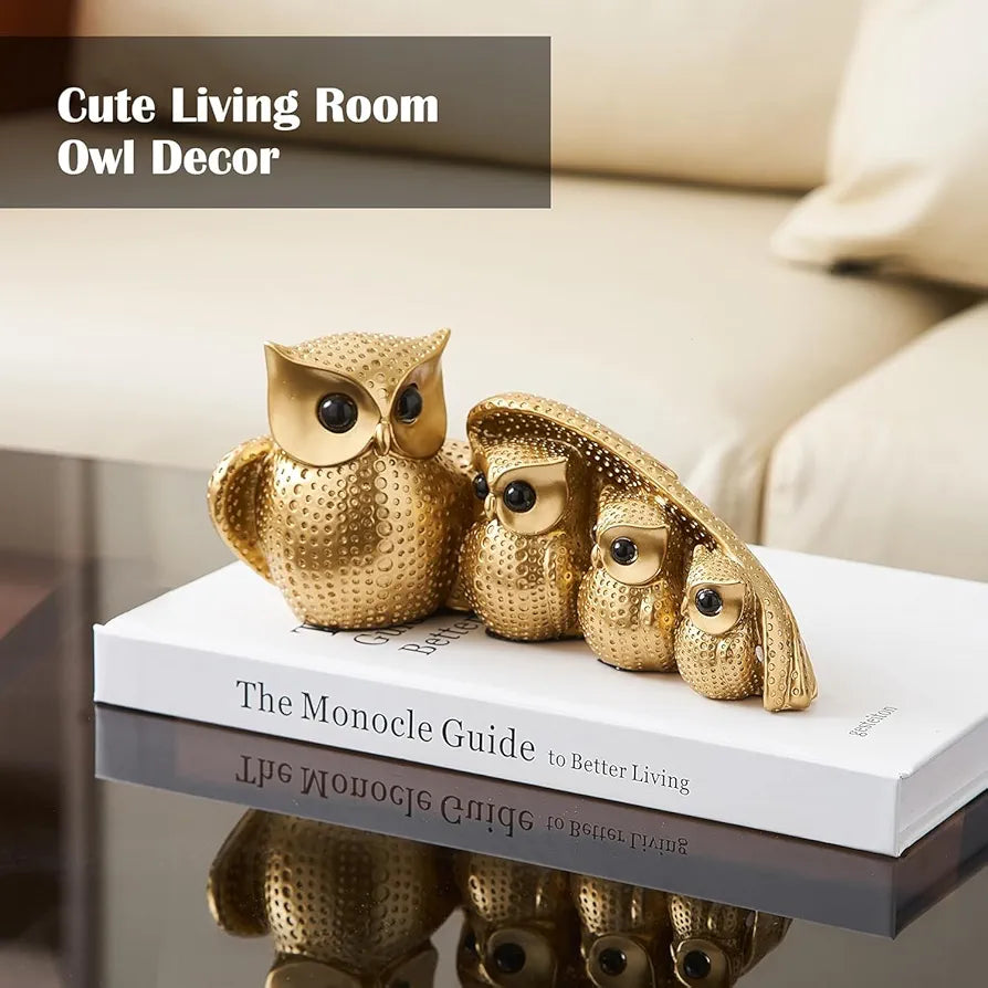 Xtore Golden Owl Family for Home Decor