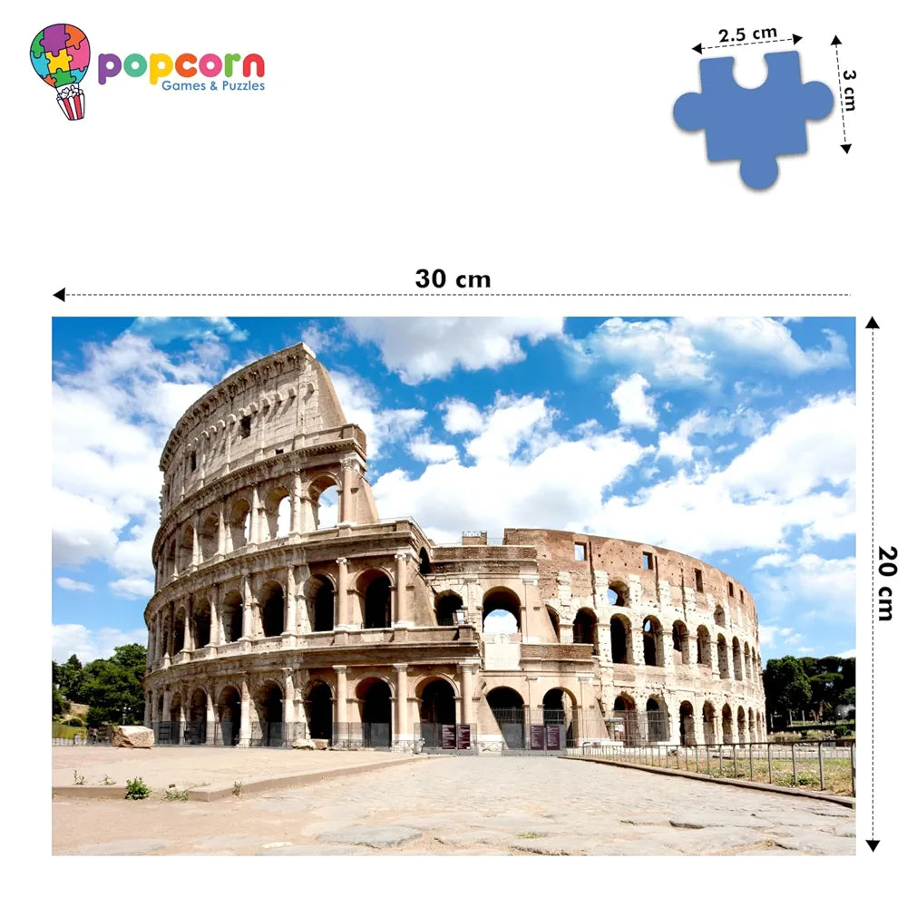 Popcorn Puzzle for Kids Roman Colosseum 500 Piece Jigsaw Puzzles Game for 7+ Years Old Childrens and Adults | Indoor Brain Booster Games and Gifts for boy and Girl