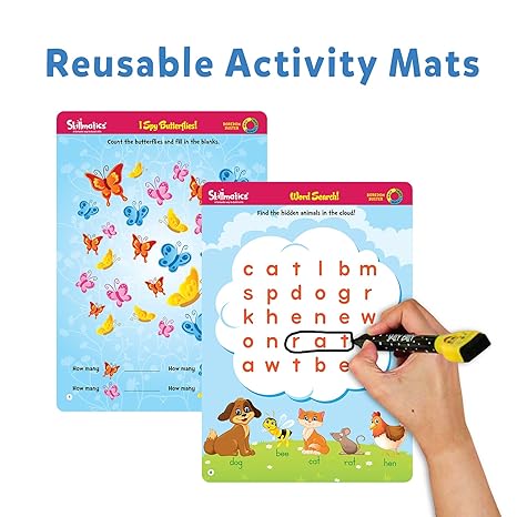 Skillmatics Educational Game Boredom Buster Reusable Activity Mats with Dry Erase Marker