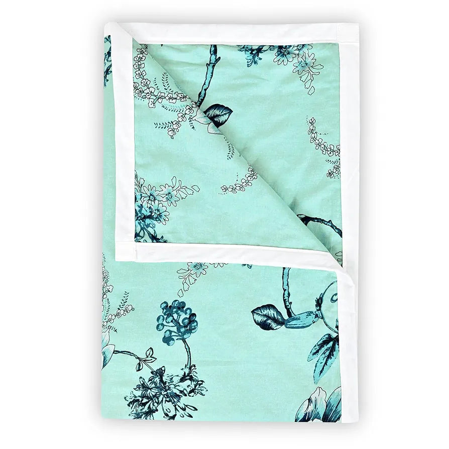 Divine Casa Floret 100% Cotton Single Dohar 120 GSM Soft & Lightweight Throw Blanket Colour Winter Fern