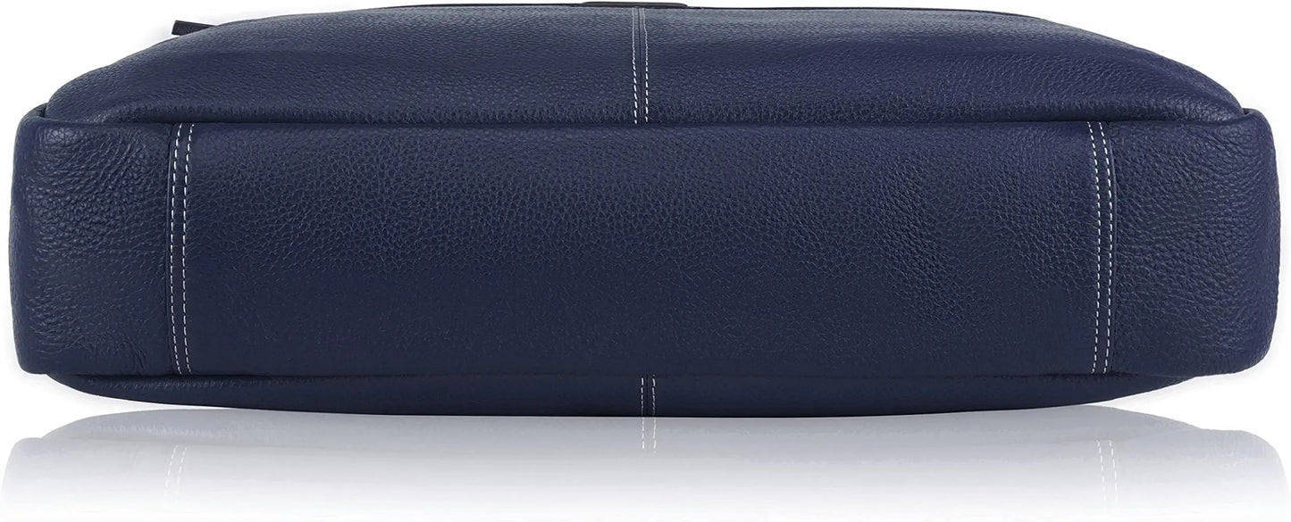 WildHorn Leather 15 inch Laptop Messenger Bag for Men I Padded Laptop Compartment with Adjustable Strap I Extra Zip Compartments I DIMENSION : L-16 inch W-3.2 inch H-13 inch