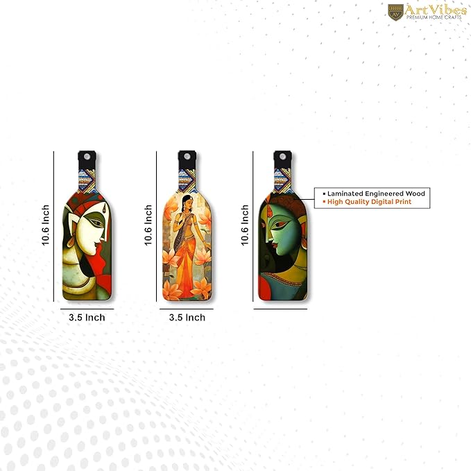 Artvibes Abstract Art Beautiful Woman Wooden Wall Hanging for Home Decor | Set of 3