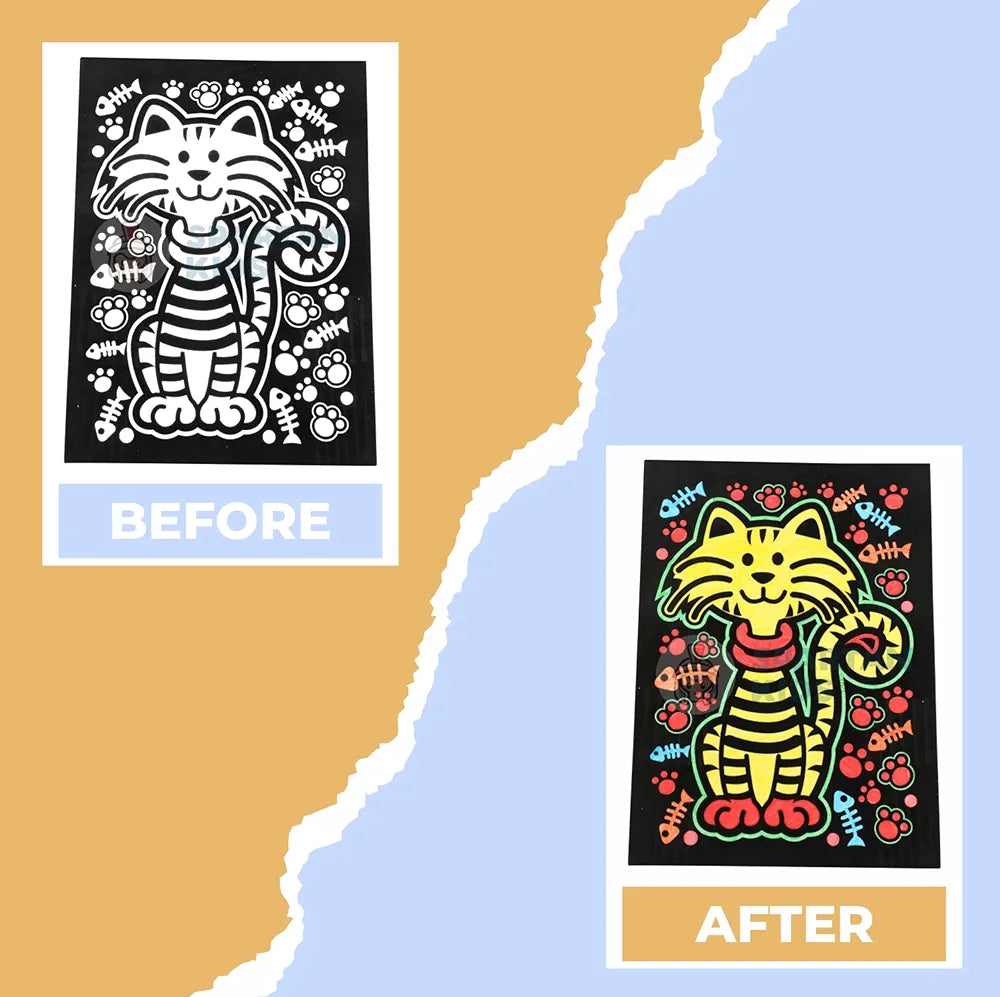 SPARTAN KIDS® Color Felt Tiger Velvet Art - Drawing for Kids 6-12 Years - Fun Colouring Ideal Art Kit for Creative Learning - Foil Art Kit - Engaging Activity for Young Artists