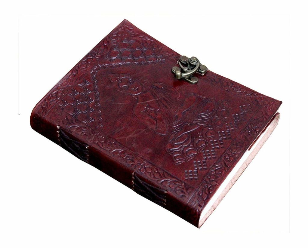 Craftshades – Metal Lock Brown Engraved Gautam Buddha Design 7″5 Handcrafted Leather Journal/Diary 100 page | 200% Genuine Leather