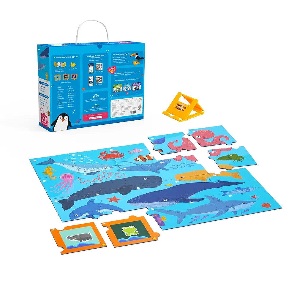 Shifu Play 20 Underwater Animals Flashcards for Kids - Boost Problem Solving Skills with 4D Educational Ar-Powered Stem Fun Learning, Interactive Game