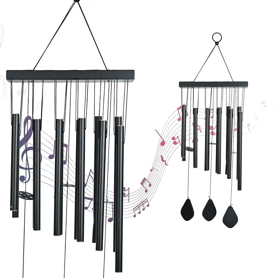 Zaicus Wind Chime Black 12 Pipe Wind Chime-027