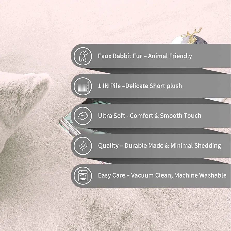 Luxe Home International Rectangular Bath Mat Super Soft Anti Skid Rabbit Fur Bathroom Mats Rug Colour Skin