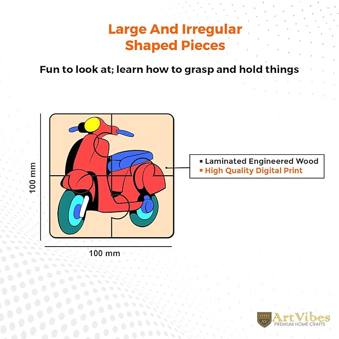 Artvibes Vehicle Wooden Jigsaw Puzzle Games for Children & Kids | 4 Pieces Puzzles | Toddler's Wooden Puzzle | Set of 6