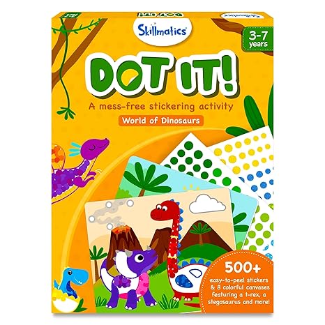 Skillmatics Art Activity Dot It Dinosaurs No Mess Sticker Art for Kids Craft Kits Diy Activity