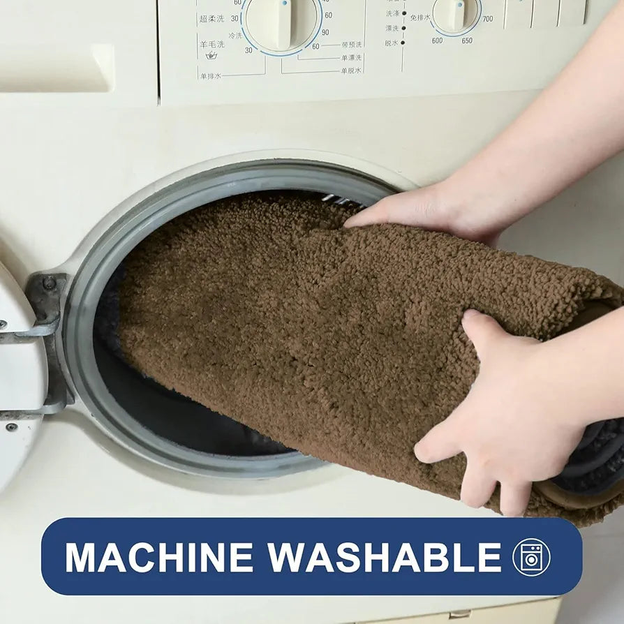 Luxe Home International Microfibre Rectangular Bath Mat Super Soft Anti Skid Newman Mats For Bathroom Colour Coffee