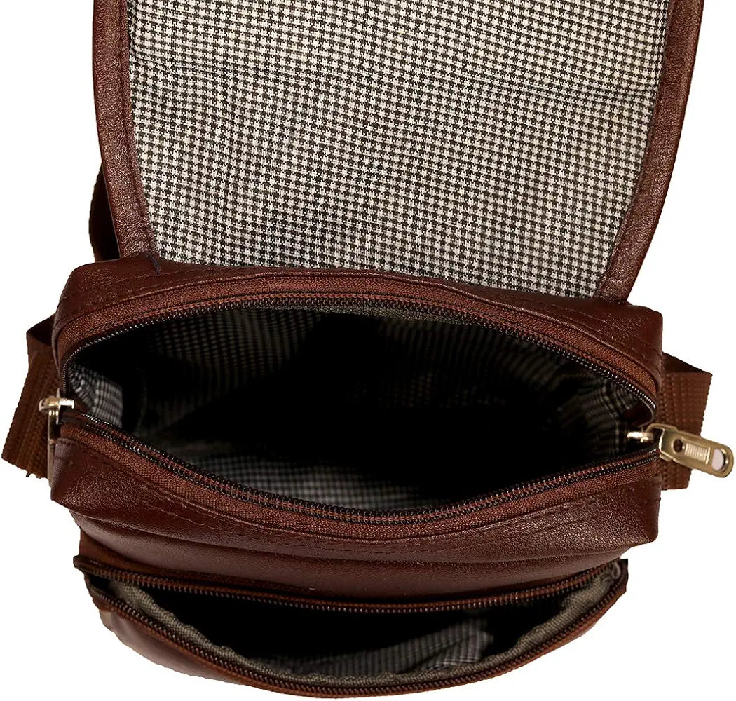 Leather World Sling Bag for Men PU Leather Messenger Cross Body Travel Office One Side Chest Shoulder Bag for Men & Women