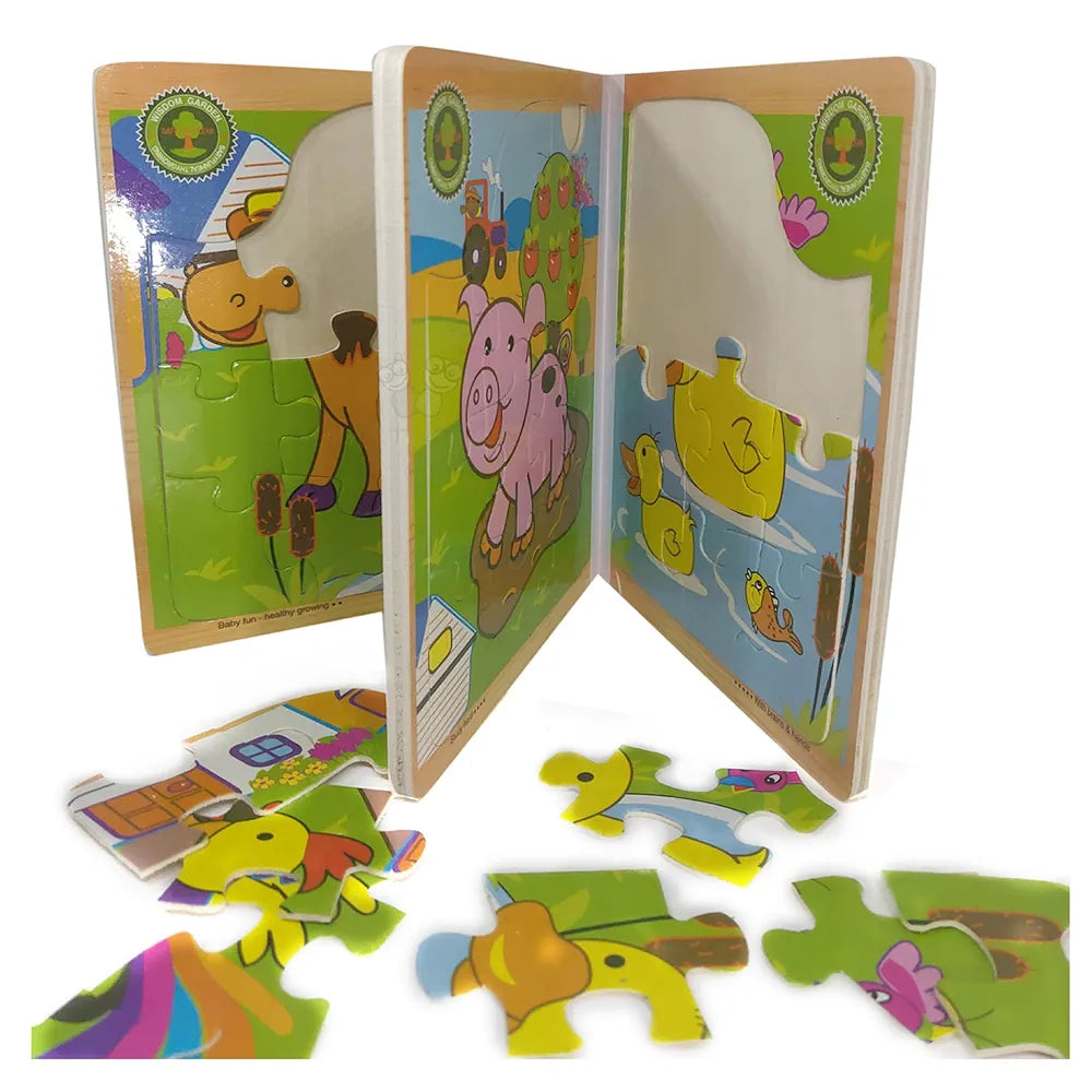 Trinkets & More – 6 in 1 3D Book Jigsaw Puzzle | Animal Themed for Toddlers Kids 2+ Years