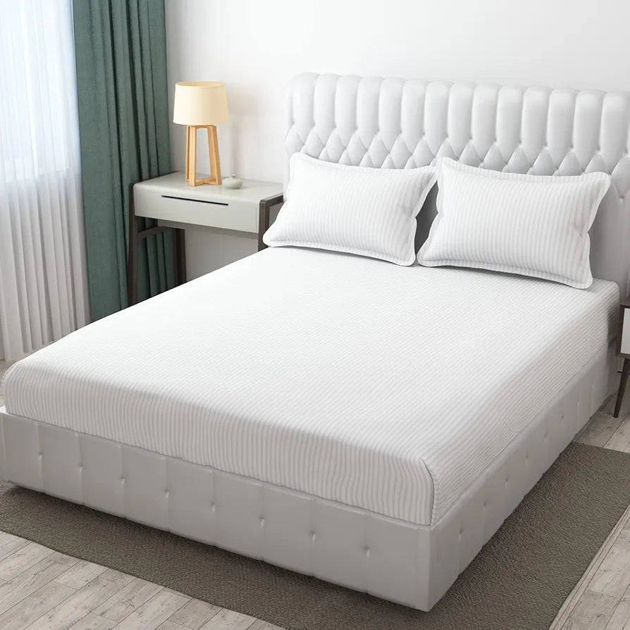 Fresh From Loom Microfiber Soft Skin Safe Breathable King Size Flat Bedsheets Set with 2 Pillow Covers White