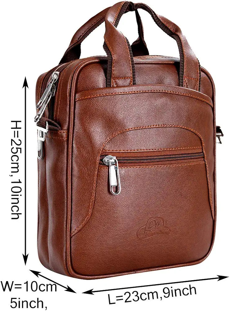 Stylish Pu Leather Men Sling Bag Messenger Cross Body Slim Bag Travel Work Office Business One Side Shoulder Bag Cash Collection for Daily Use for Men Women Satchel Bags