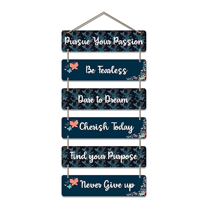Artvibes Decorative Wall Hanging Wooden Art Decoration Item for Living Room | Quotes Decor Item | Wall Art for Hall | Set of 6