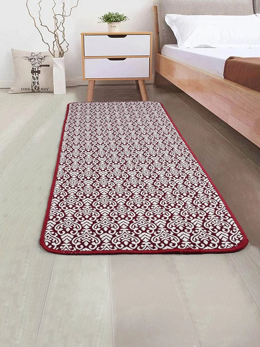 Saral Home Fleur Designer Soft Cotton Durable & Washable Multipurpose Runner Colour Red
