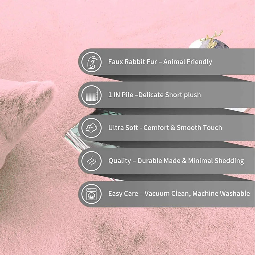 Luxe Home International Runner Super Soft Anti Skid Rabbit Fur Bathroom Mats 2 X 5 Ft Colour Peach
