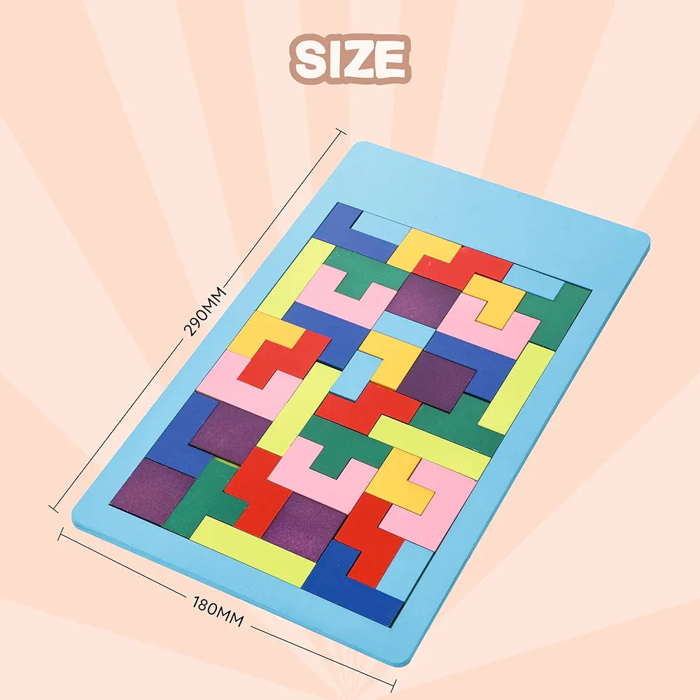 SPARTAN KIDS® Wooden Intelligence Puzzle Game for Kids Ages 3-8 - 40-Piece Educational Toy with Colorful 3D Blocks, Boost Creativity and Problem-Solving Skills - Perfect for Learning and Fun