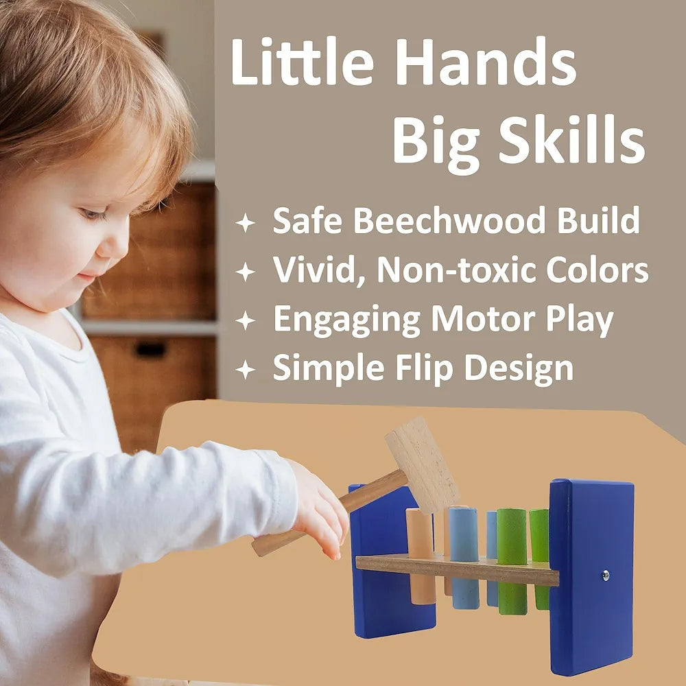 Tantrums Cobbler Bench 6 Pegs with Hammer to Build Hand Eye Concentration Motor Skills Cause and Effect - Kids