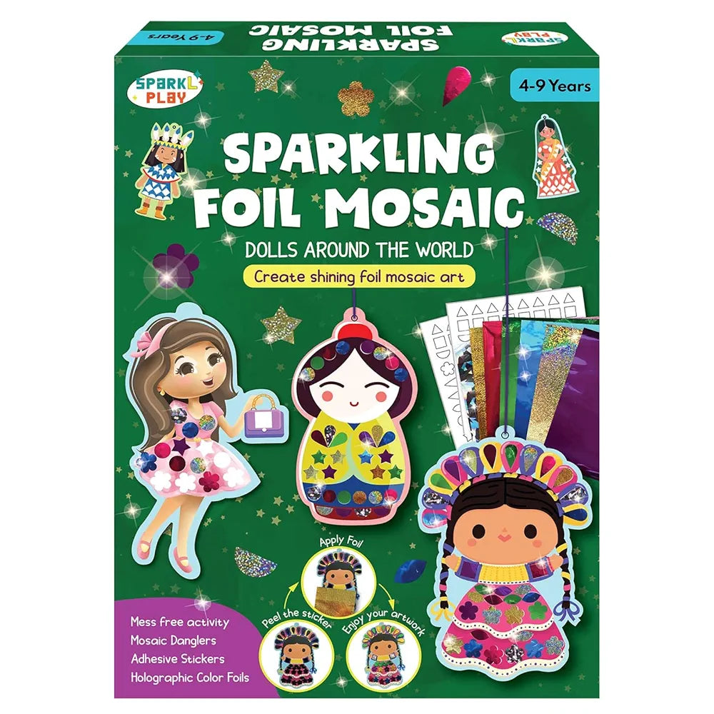 SparkLPlay Paper Art And Craft Kit. Toys For Girls. Foil Fun Activity. Birthday Gift For Girls Ages 4 To 9. Theme Danglers 6, Color Foils 40+, Stickers 190+. Foil Mosaic Craft. , Multicolor
