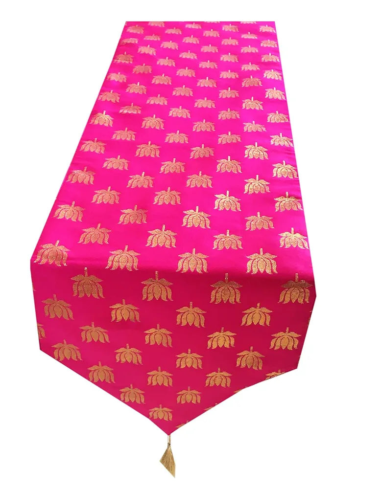 Pink Parrot Designer Durable Dupion Silk Table Runner Colour Transparent
