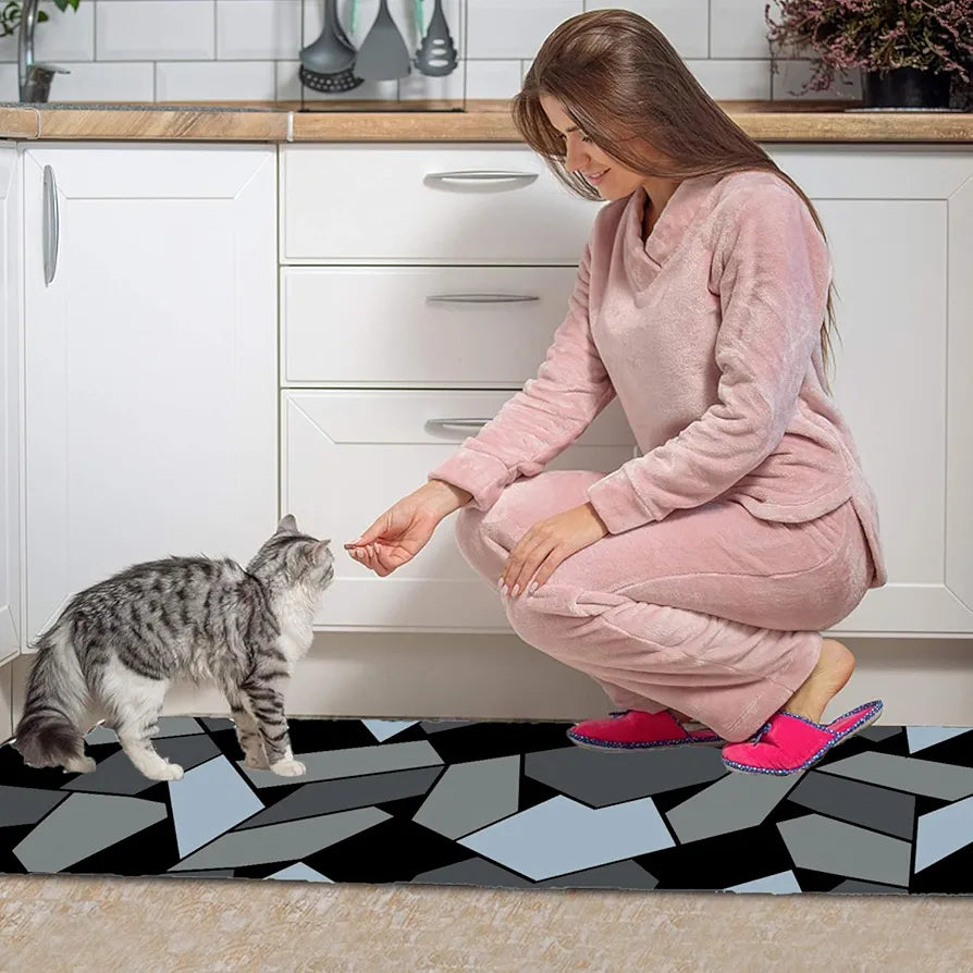 Ishro Home Kitchen Mats For Floor Anti Slip Waterproof Set Of 2 Pcs Colour Crystals