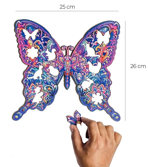 91knots Butterfly 72 Pieces Wooden Jigsaw Puzzle for Kids & Children 6+ | Animal Shape Butterfly Puzzle for 6-year Old Kids