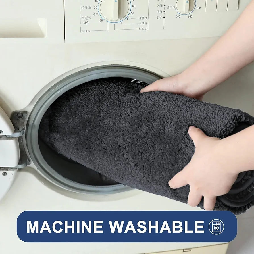 Luxe Home International Newman Microfiber Anti-Skid Water Absorbent/Soaking Washable Rectangular Mat Colour Anthrea 16"X24"