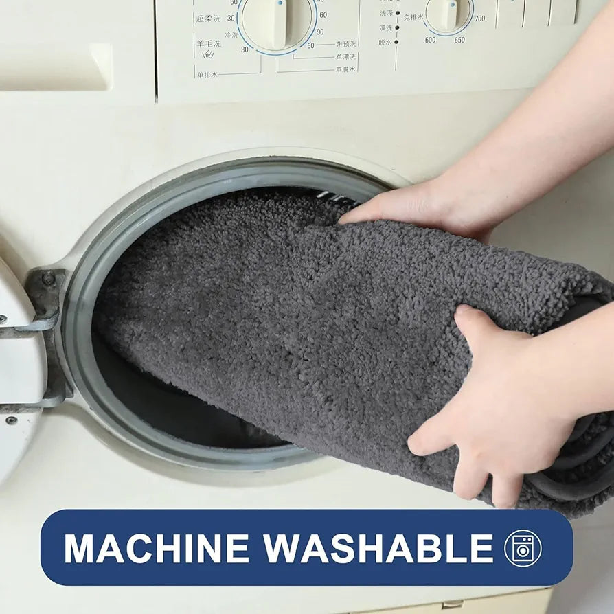 Luxe Home International Microfibre Rectangular Bath Mat Super Soft Anti Skid Newman Mats For Bathroom Colour Grey