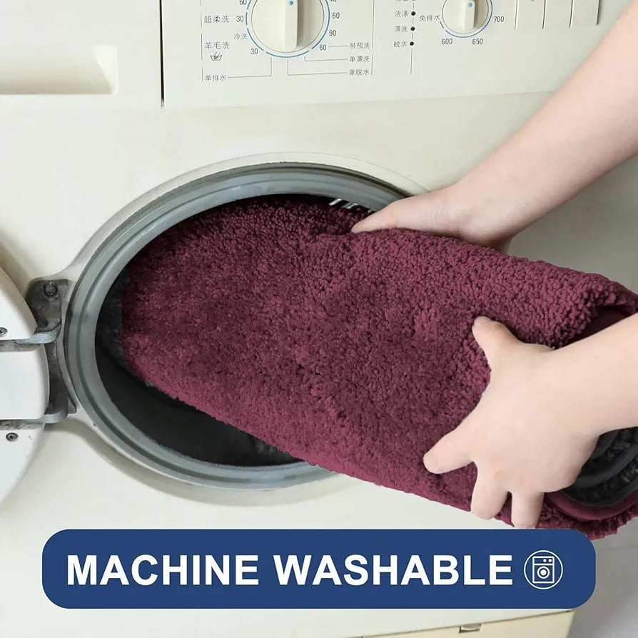 Luxe Home International Microfibre Rectangular Bath mat Super Soft Anti Skid Newman Mat for Bathroom Colour Wine