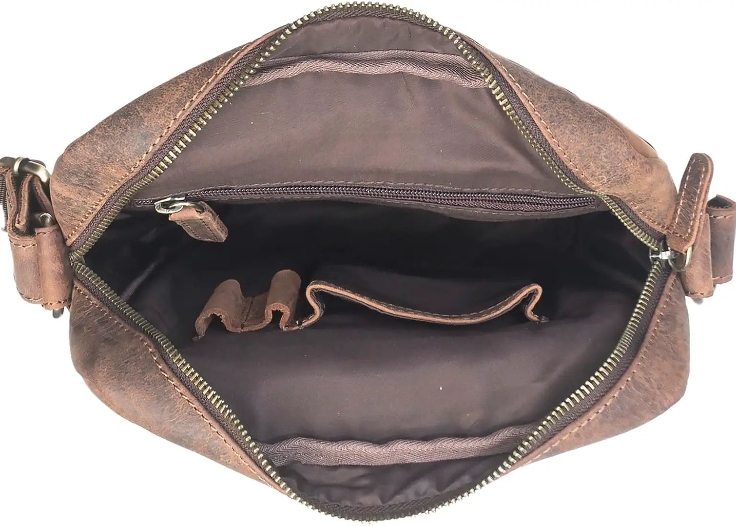 Goatter Unisex Hunter Leather Multi Pockets 11" Messenger Bag, GTHT-02