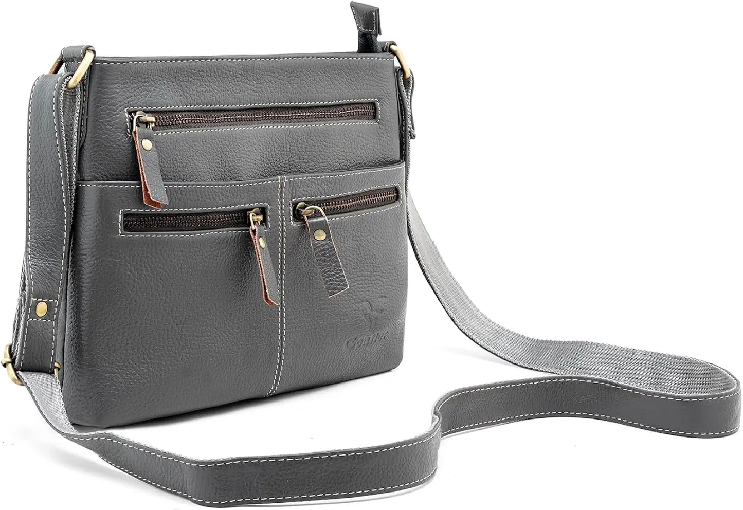 Goatter Genuine Soft Leather Multi Pocket 10" Inch Sling Cross-BodyBag for Girls And Women,