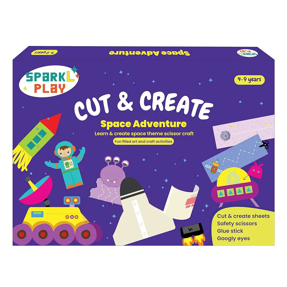 SparkLPlay Art and Craft Kit. Toys for Kids. Snip Snip Activity. Birthday Gift for Girls & Boys Ages 4 to 9. DIY Kit,Craft Supplies,Develop Scissor Skills,, Multicolor
