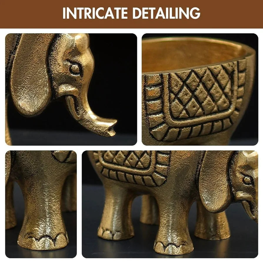 BEHOMA Aluminium Elephant for Good Luck | Statue for Tabletop Living Room Office | Candle Holder Gift Showpiece for Valentine's Day, Birthday